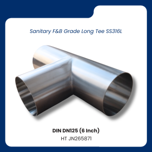 Sanitary F&B Grade Long Tee Equal SS316L DIN DN125 Stainless Steel - Fitting standard hygienic F&B